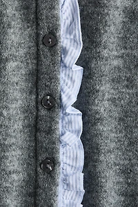 Ruffle-Trimmed Fine-Knit Cardigan