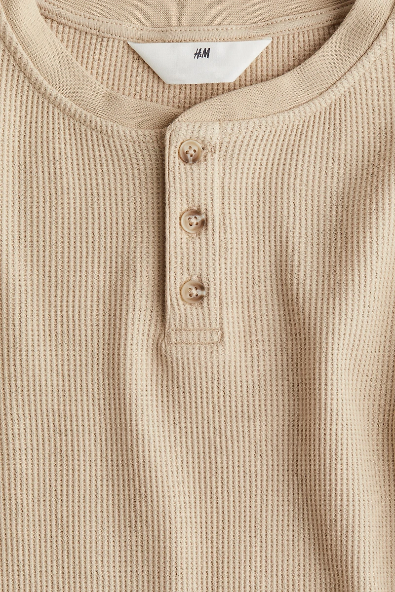 Waffled Jersey Henley Shirt