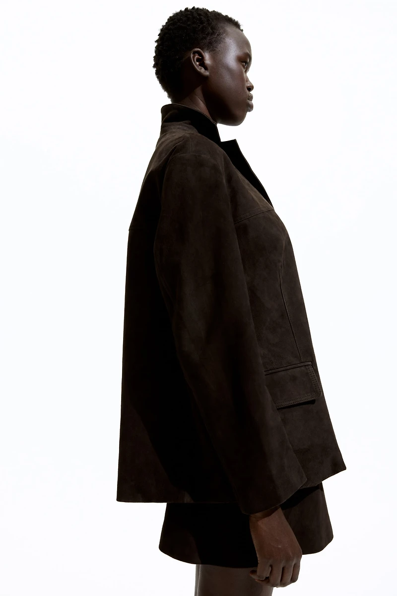 Single-Breasted Suede Blazer
