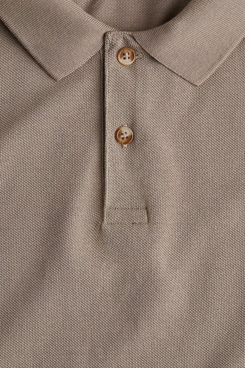 Long-Sleeved Cotton Polo Shirt