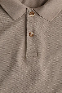 Long-Sleeved Cotton Polo Shirt