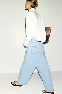High-Waist Barrel-Leg Ankle Jeans