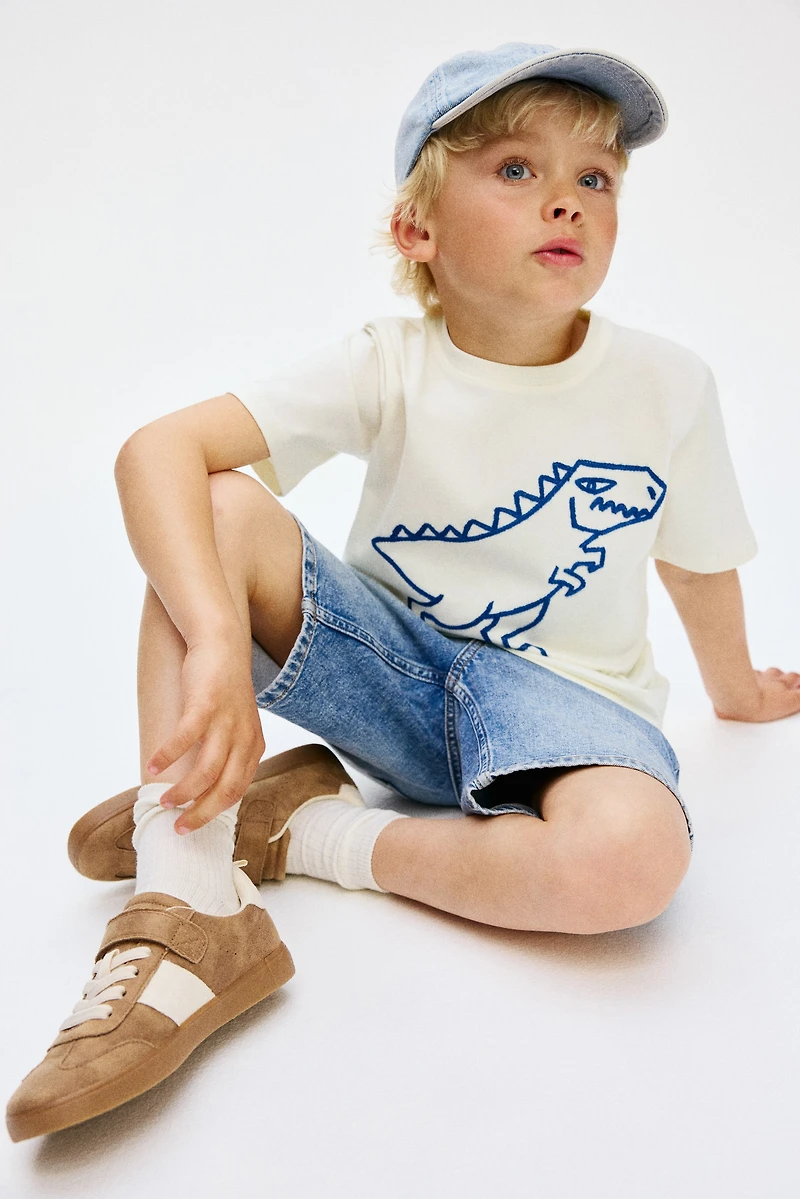 Cotton T-Shirt with Embroidered Motif