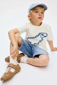 Cotton T-Shirt with Embroidered Motif