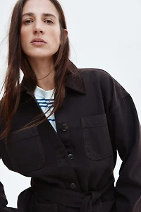 Tie-Belt Denim Jacket