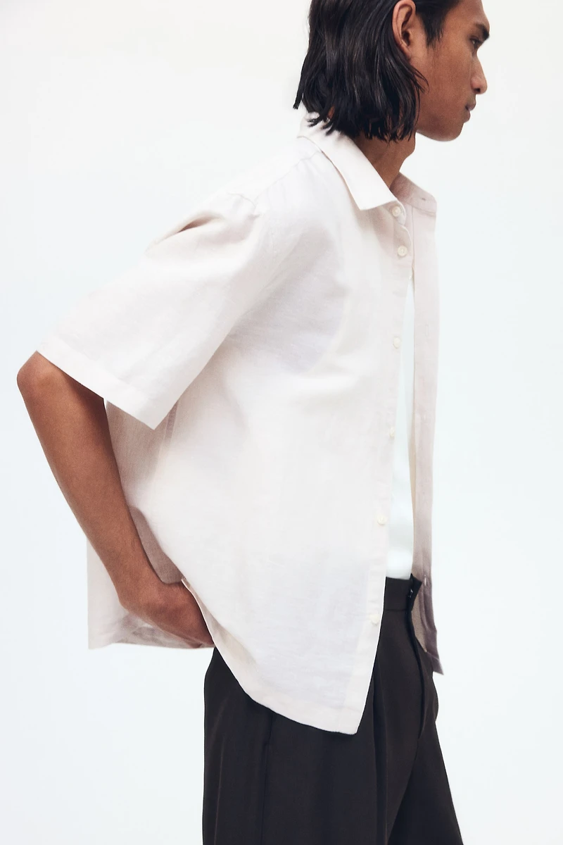 Relaxed-Fit Short-Sleeved Linen-Blend Shirt