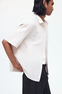 Relaxed-Fit Short-Sleeved Linen-Blend Shirt