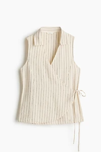 Linen-Blend Wrap Top