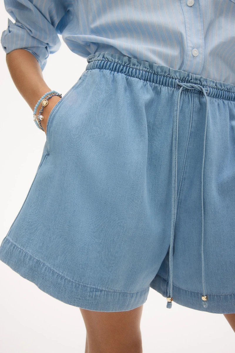 Denim Drawstring Shorts