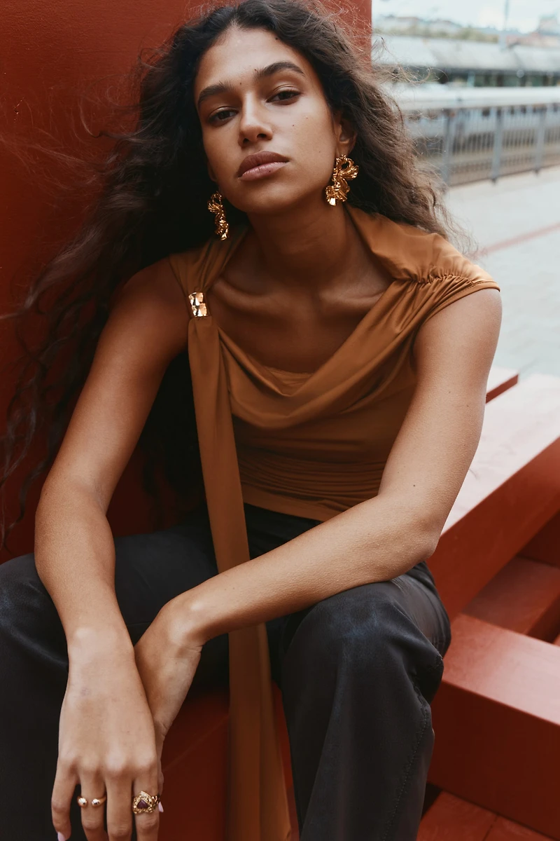 Draped One-Shoulder Top