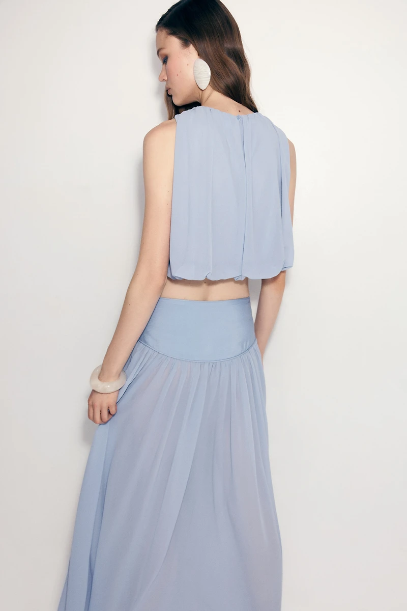 Draped Bubble-Hem Top