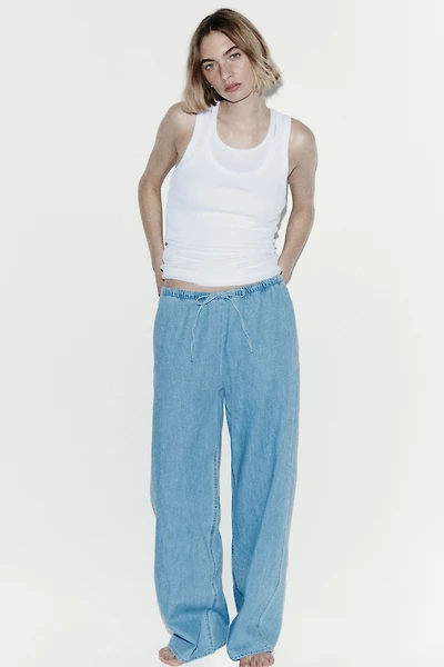 Pantalon en denim avec cordon de serrage