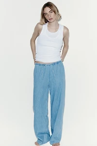 Pantalon en denim avec cordon de serrage