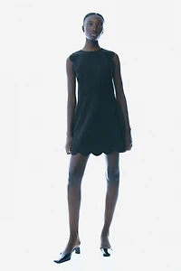 Scalloped Twill Dress