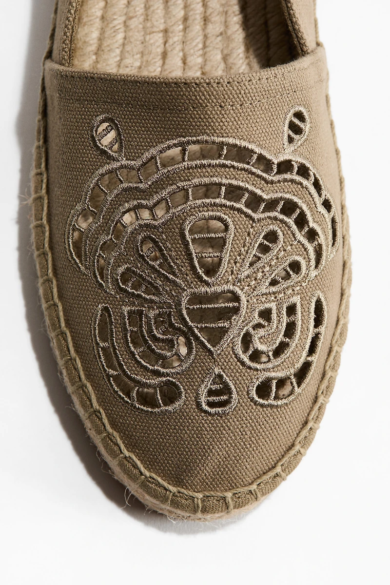 Espadrilles with Eyelet Embroidery