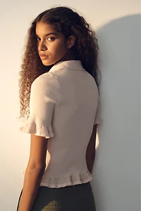 Rib-Knit Top with Collar