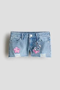 Appliquéd Denim Shorts
