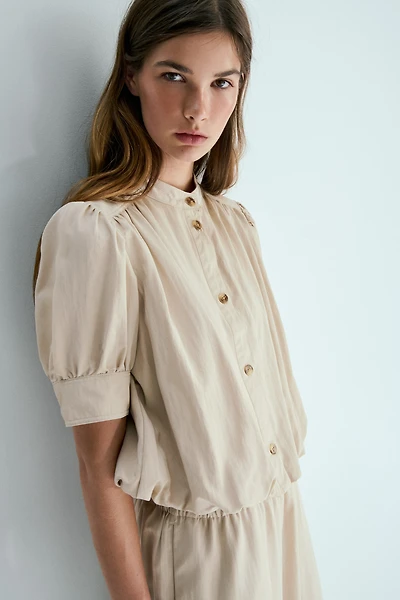 Bubble-Hem Twill Shorts