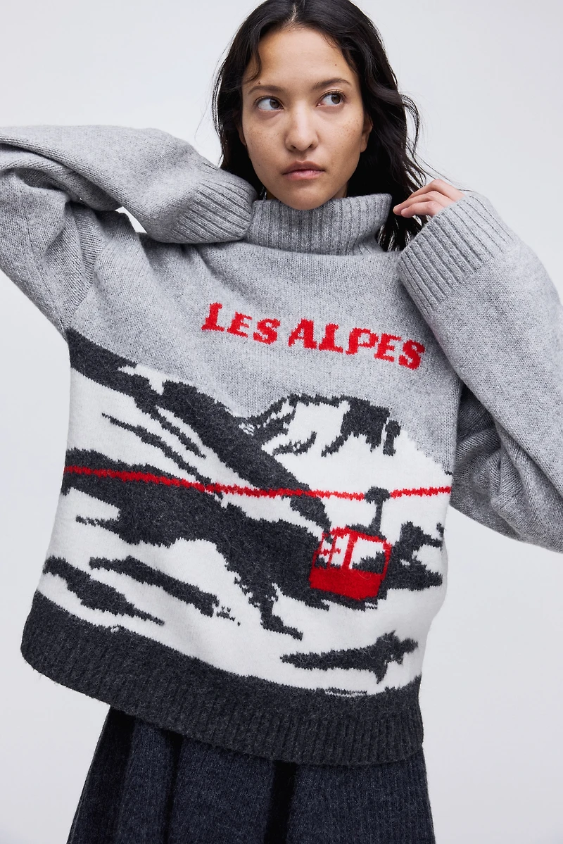 Jacquard-Knit Turtleneck Sweater