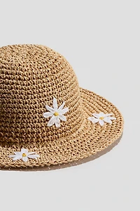 Chapeau de paille avec appliqués