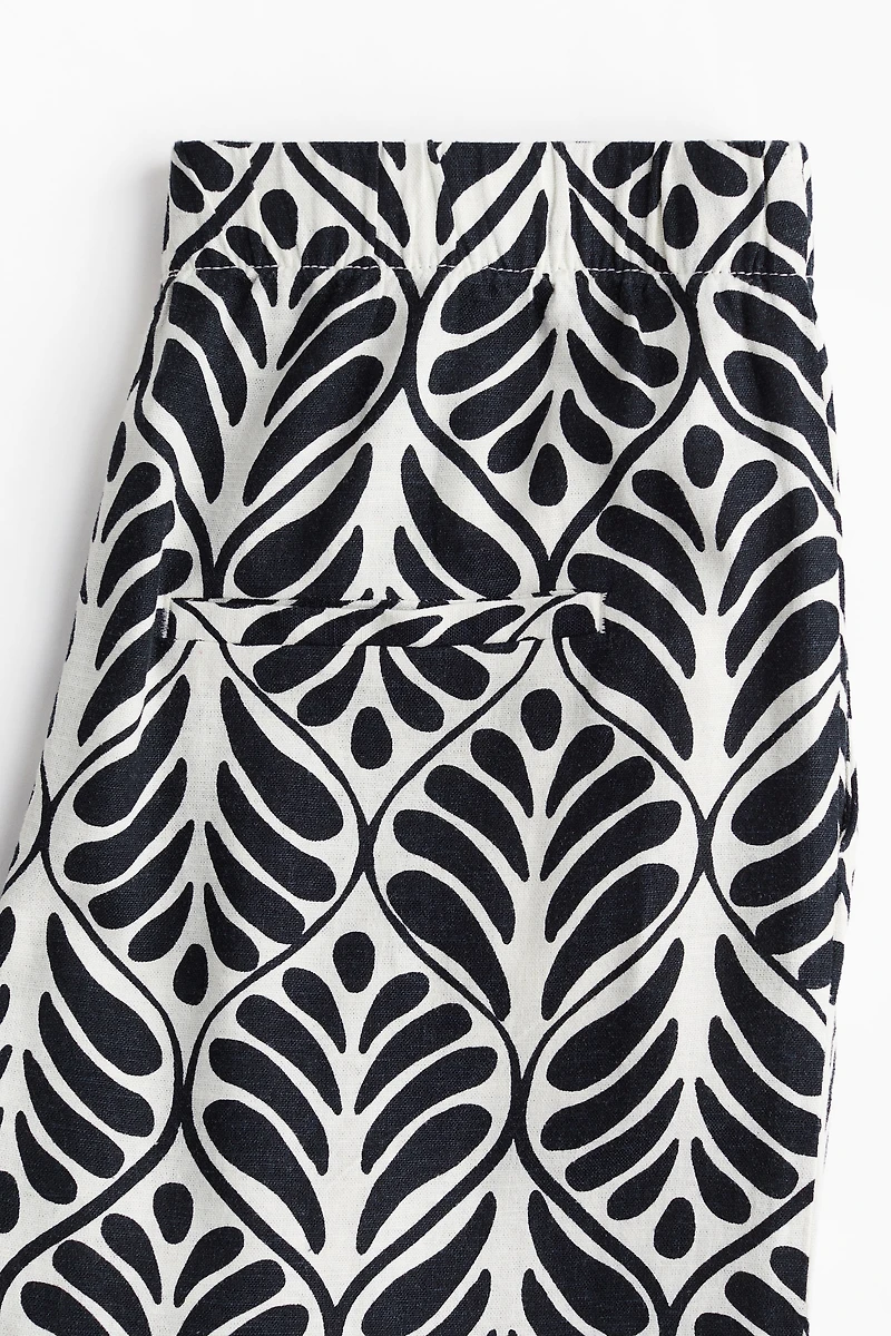 Wide-Leg Linen-Blend Pants