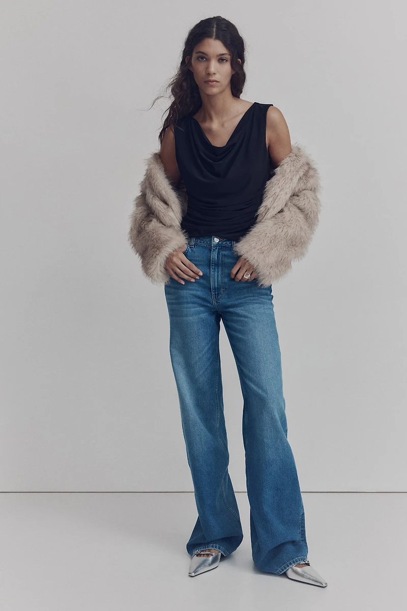 Draped Jersey Sleeveless Top