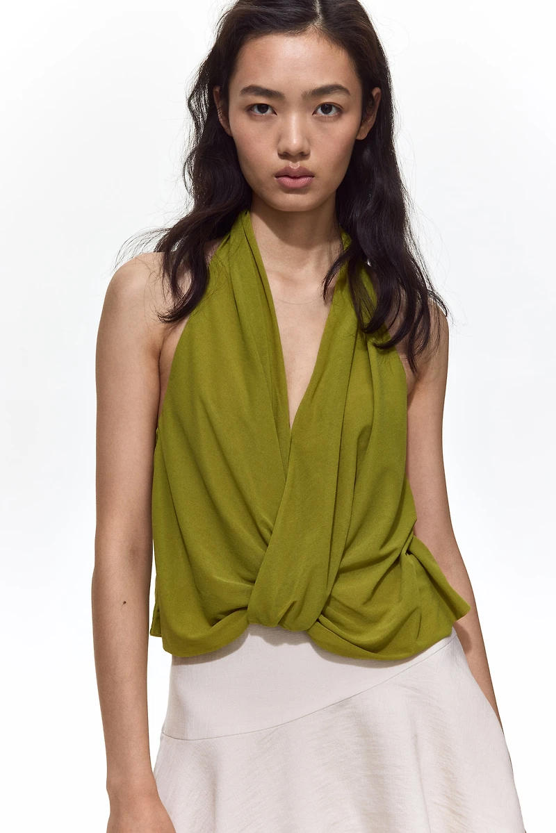 Twist-Detail Halterneck Top