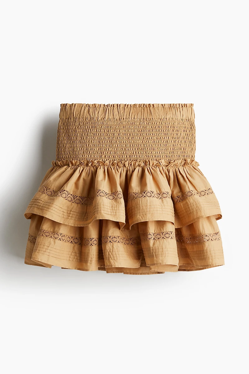 Lace-Inset Tiered Skirt