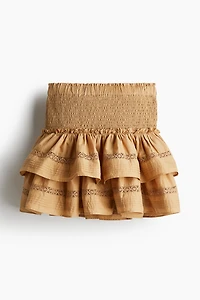 Lace-Inset Tiered Skirt