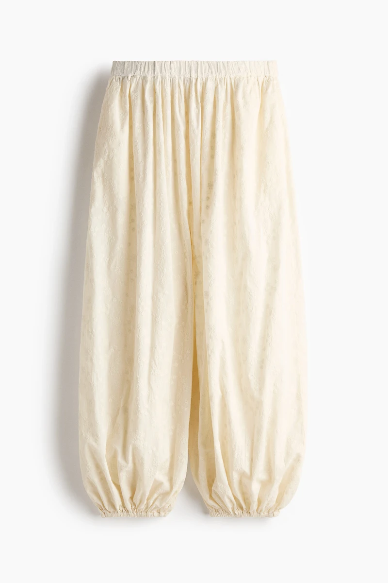 Embroidered Balloon-Leg Pants