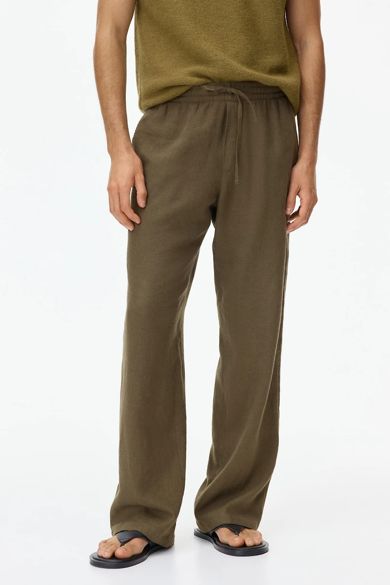 Relaxed-Fit Linen-Blend Pants