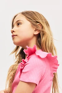 Flounce-Trimmed Cotton Top