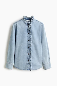 Chemise à volants en denim