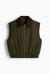 Veste sans manches avec col en velours côtelé