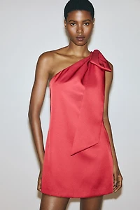 Bow-Detail One-Shoulder Dress