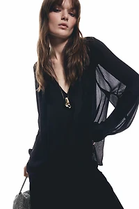 Blouse en mousseline froissée