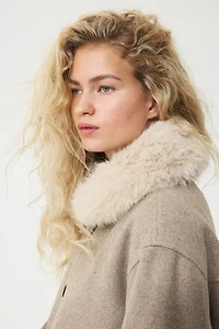 Twill Jacket with Fluffy Collar