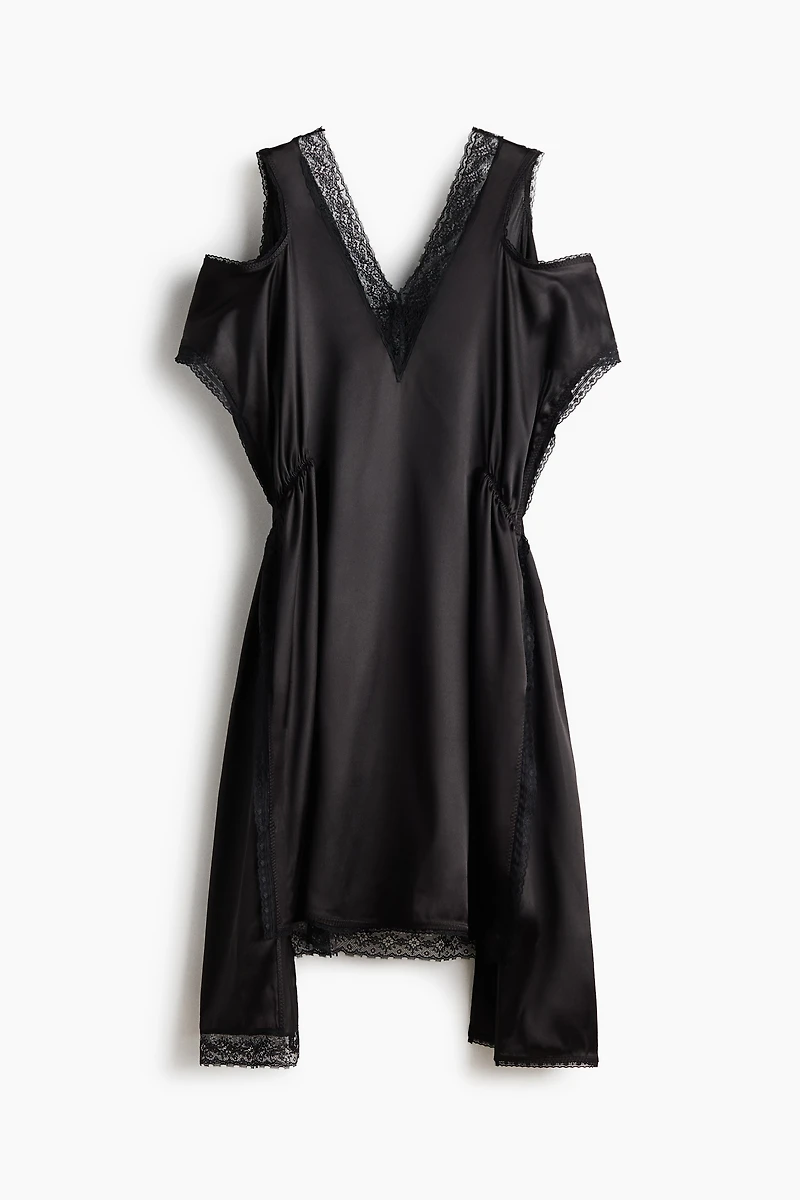 Lace-Trimmed Satin Dress