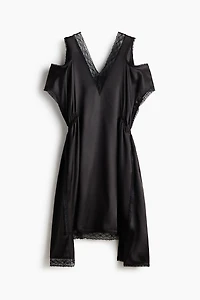 Lace-Trimmed Satin Dress