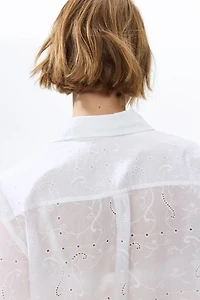 Oversized Eyelet-Embroidered Shirt