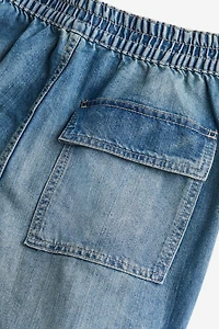 Denim Parachute Pants