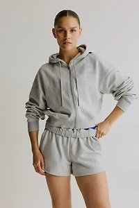 Cropped Hooded Activewear Sweatshirt Jacket
