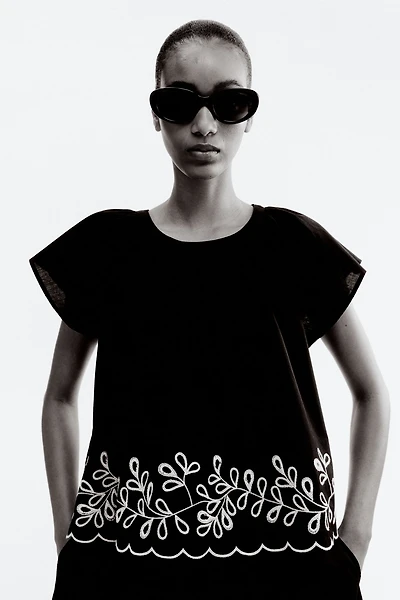 Embroidered Cotton Blouse