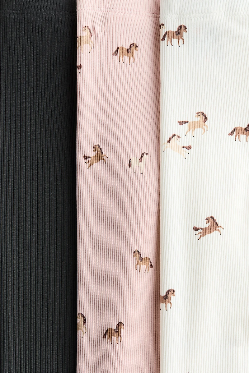Lot de 3 leggings côtelés en coton