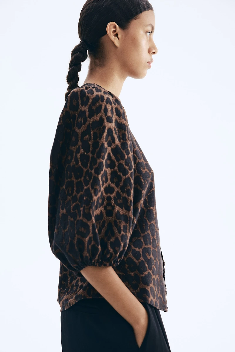 Linen-Blend Blouse