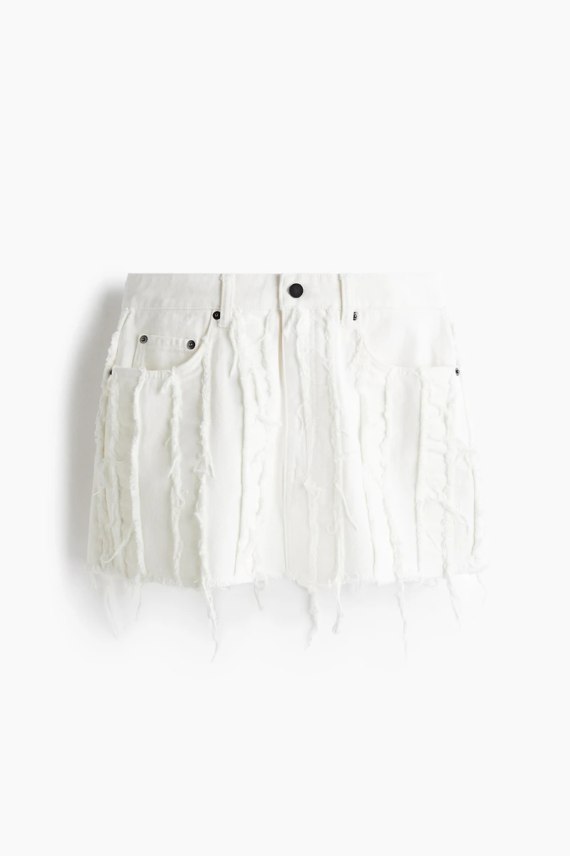 Frayed Denim Mini Skirt