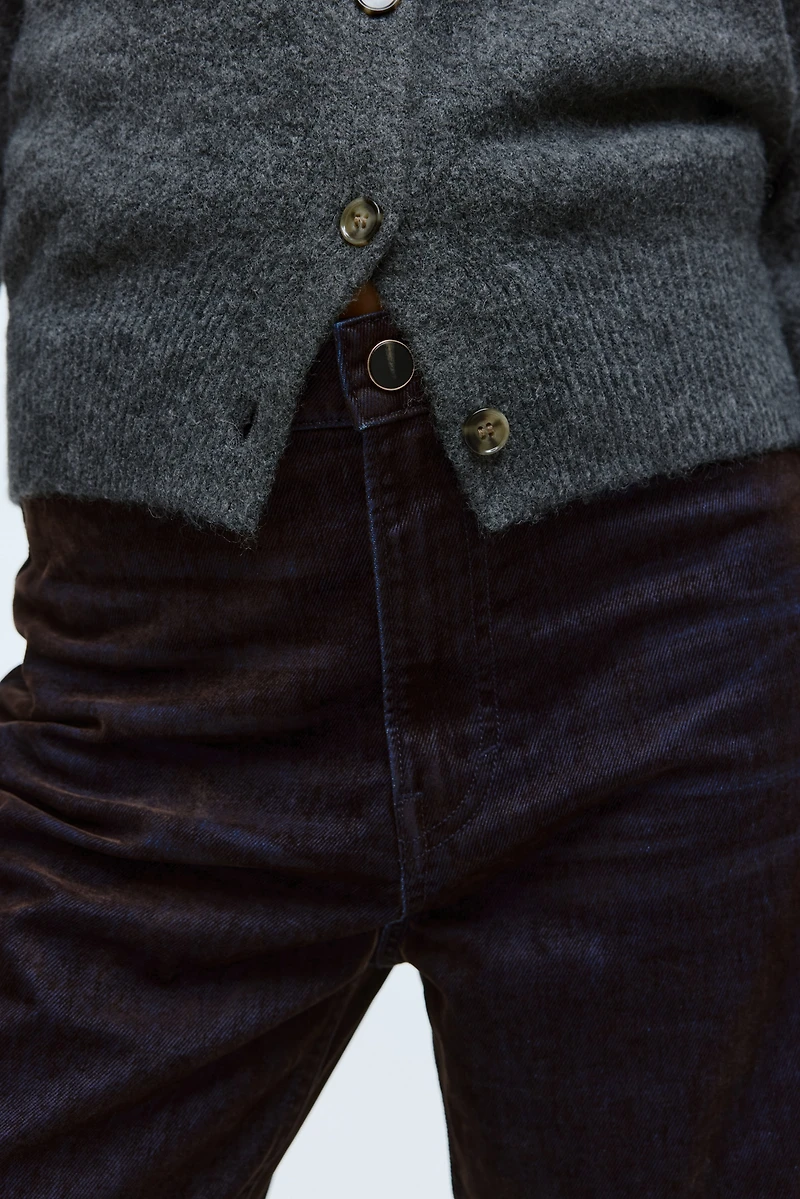 Jean droit floqué taille haute