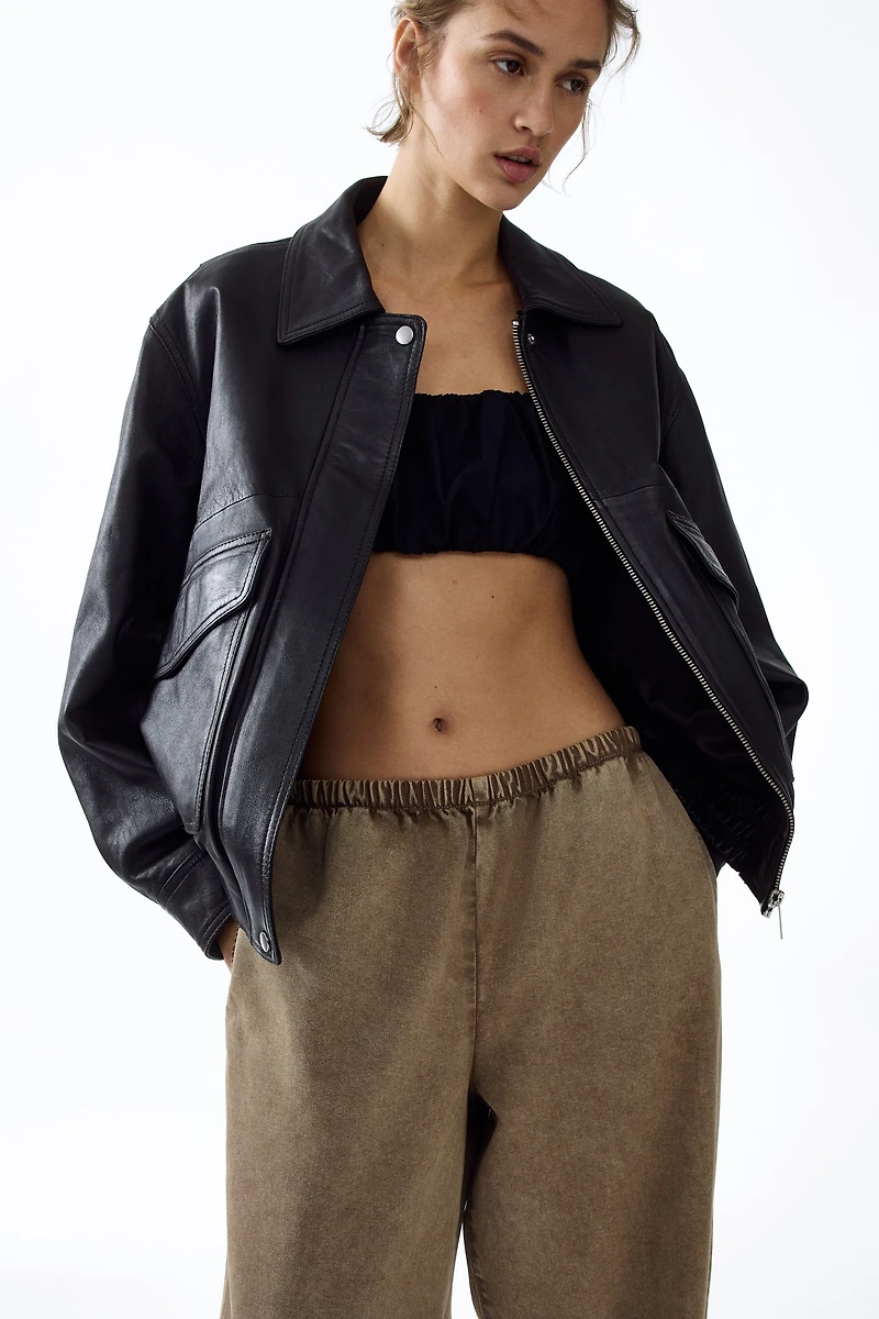 Balloon-Leg Denim Pants