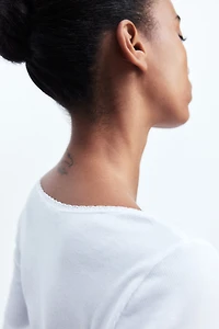 Lace-Trimmed Ribbed Top