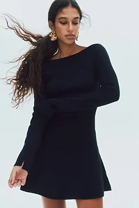 Ribbed Dress with Flared Skirt